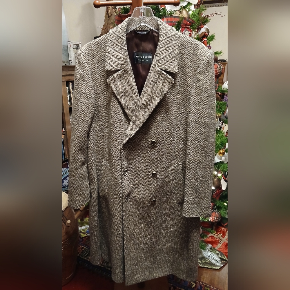 Vintage 1970s Pierre Cardin Wool Tweed Overcoat!